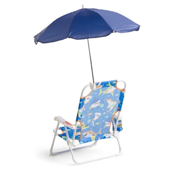 C&C CaliforniaBeach Chair Ages 3-6 Sharks Aquatic  Blue Umbrella Navy Cu… - Picture 9 of 9